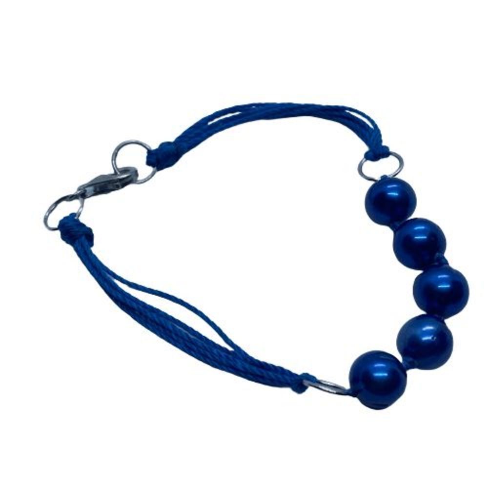 Blue Dyed Freshwater Cultured Pearl Bracelet on Nylon Cord w/ Sterling Clasp